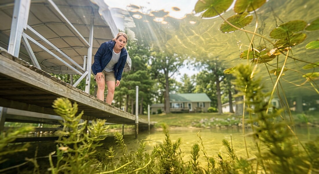 Lake property owner surprised by the weeds along the shoreline